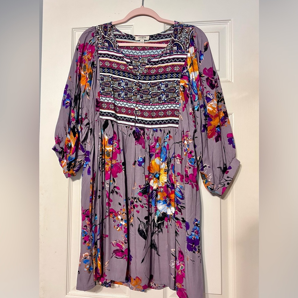 Umgee Purple Floral Midi Dress